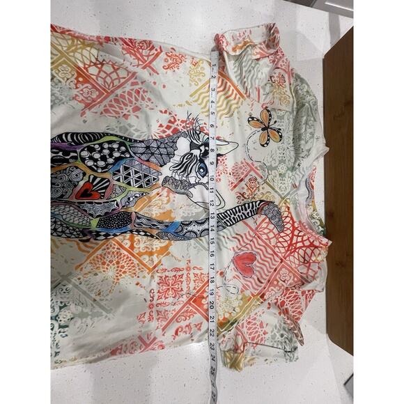 Mislook Short Sleeve Blouse Colorful With Cat Women Size 2XL - Picture 8 of 9